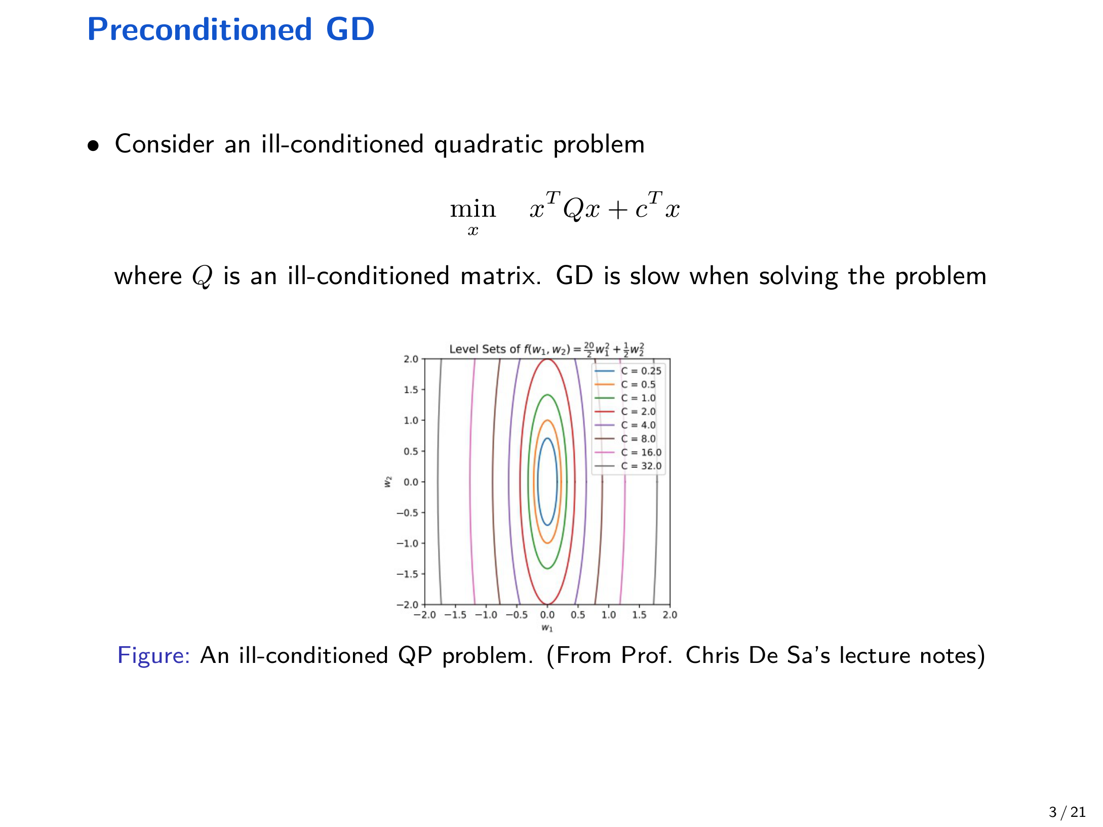 Ill-conditioned quadratic problem